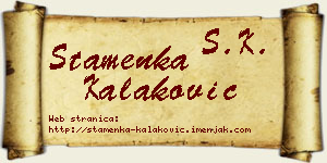 Stamenka Kalaković vizit kartica